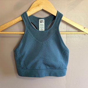 Joy Lab Women's XS Sports Bra Seamless Mesh Racerback Smokey Blue Workout Top